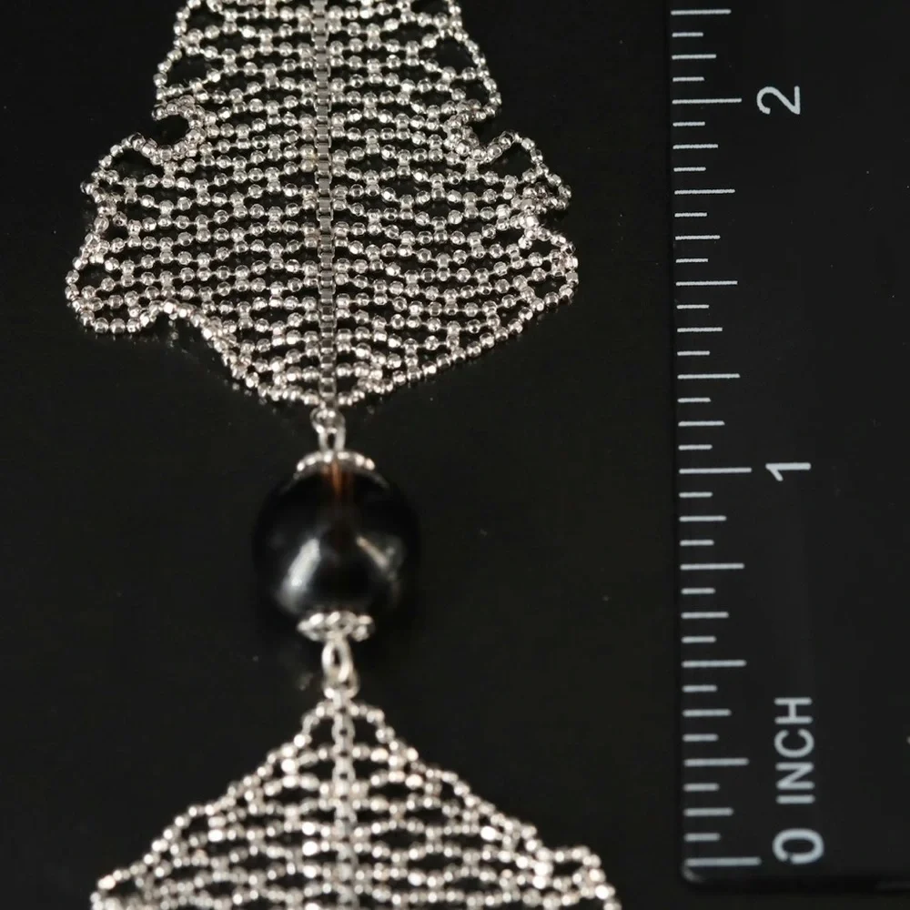 Sterling silver and smoky quartz beaded ruffle bracelet with heart